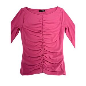 J.Crew Pink Ruched Front Boat Neck Long Sleeve Jersey Top XS Slim Fit Blouse
